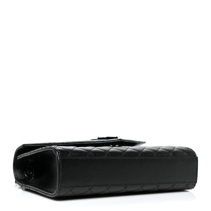 Saint Laurent Grain De Poudre Textured Mixed Matelasse Triquilt Medium Monogram Satchel Black 4 of 9