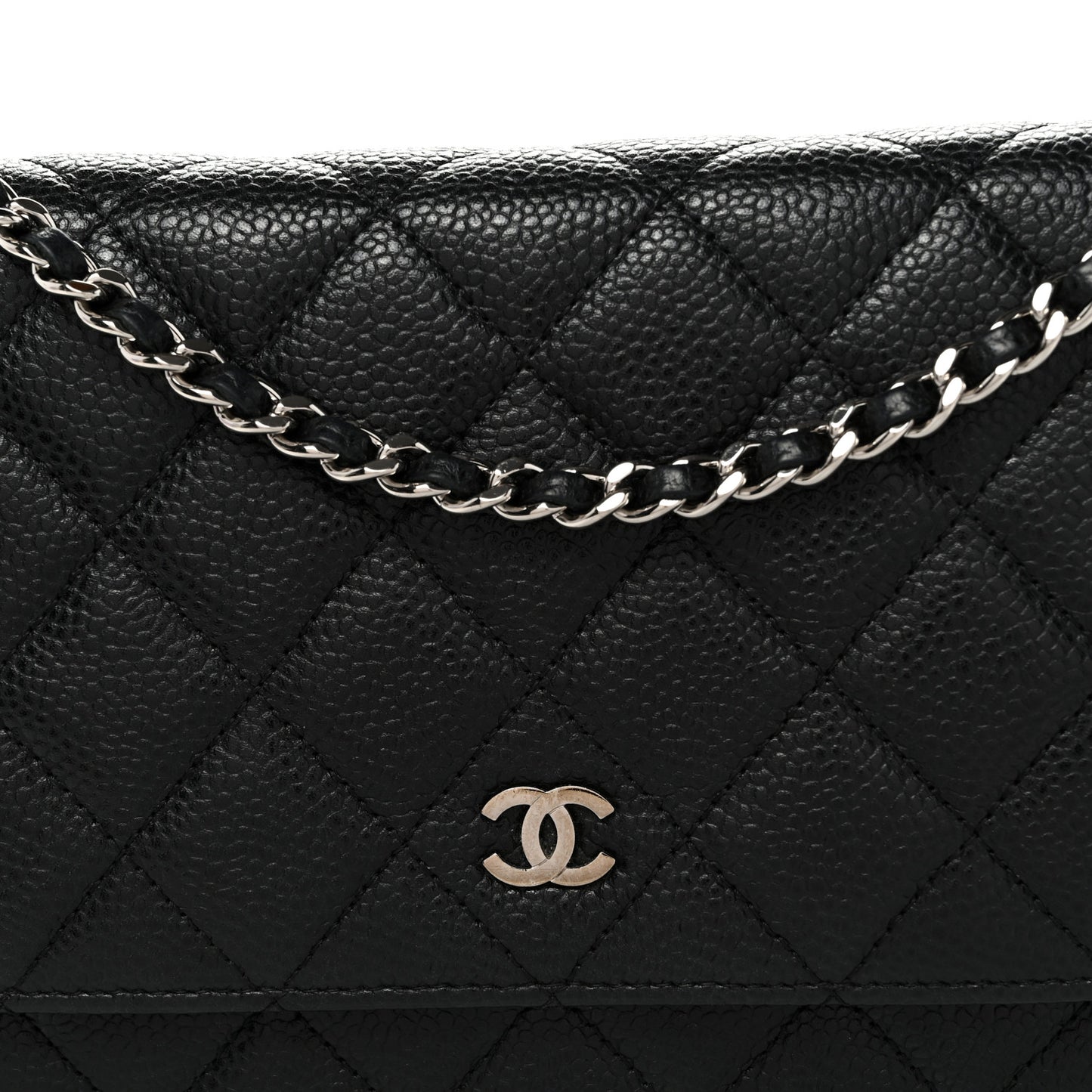 Caviar Quilted Wallet on Chain WOC Black