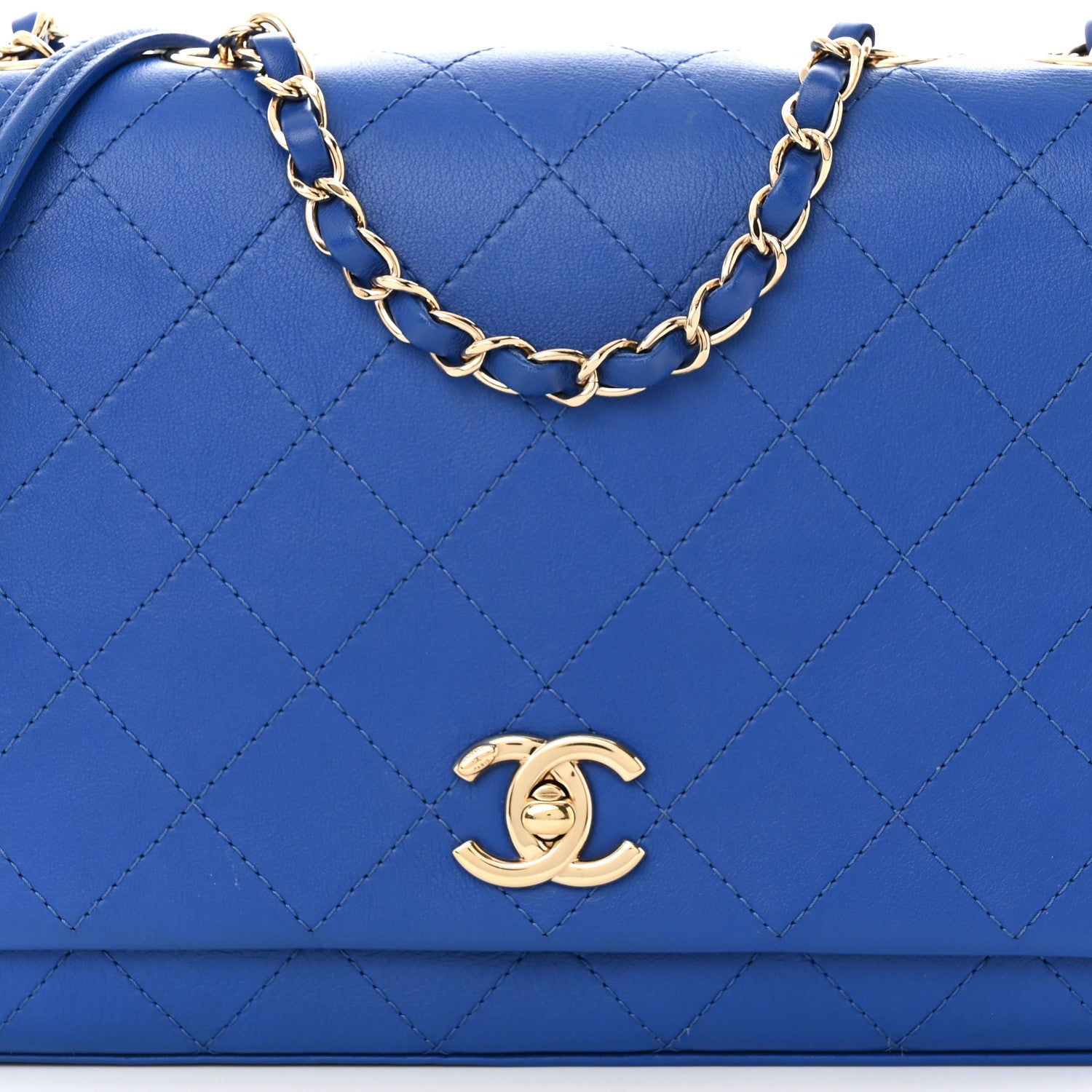 Chanel Calfskin Stitched Large Single Flap Royal Blue 8 of 11