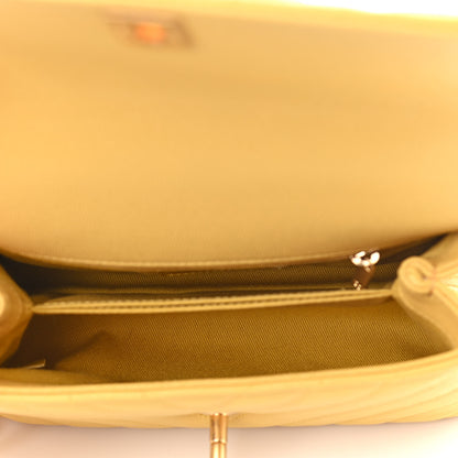 Chanel Caviar Chevron Quilted Mini Coco Handle Flap Yellow 5 of 11