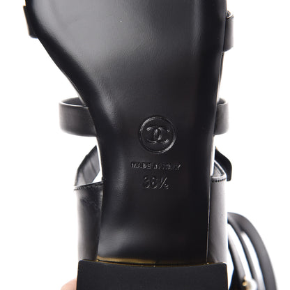Chanel Calfskin Pearl Gladiator Sandals 36.5 Black 6 of 8