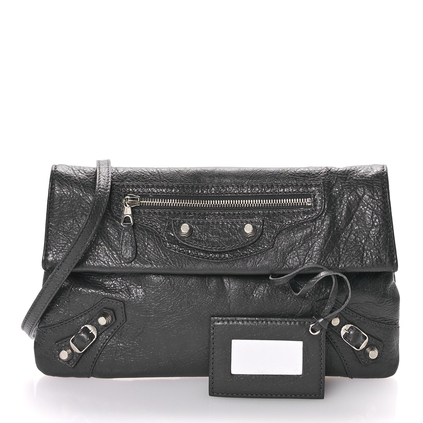 Agneau Giant 12 Silver Hardware Envelope Strap Clutch  Gris Fossile