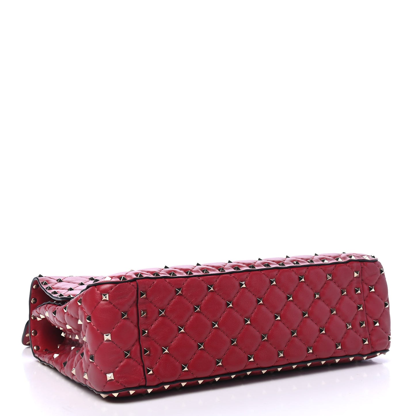Lambskin Large Rockstud Spike Shoulder Bag Red