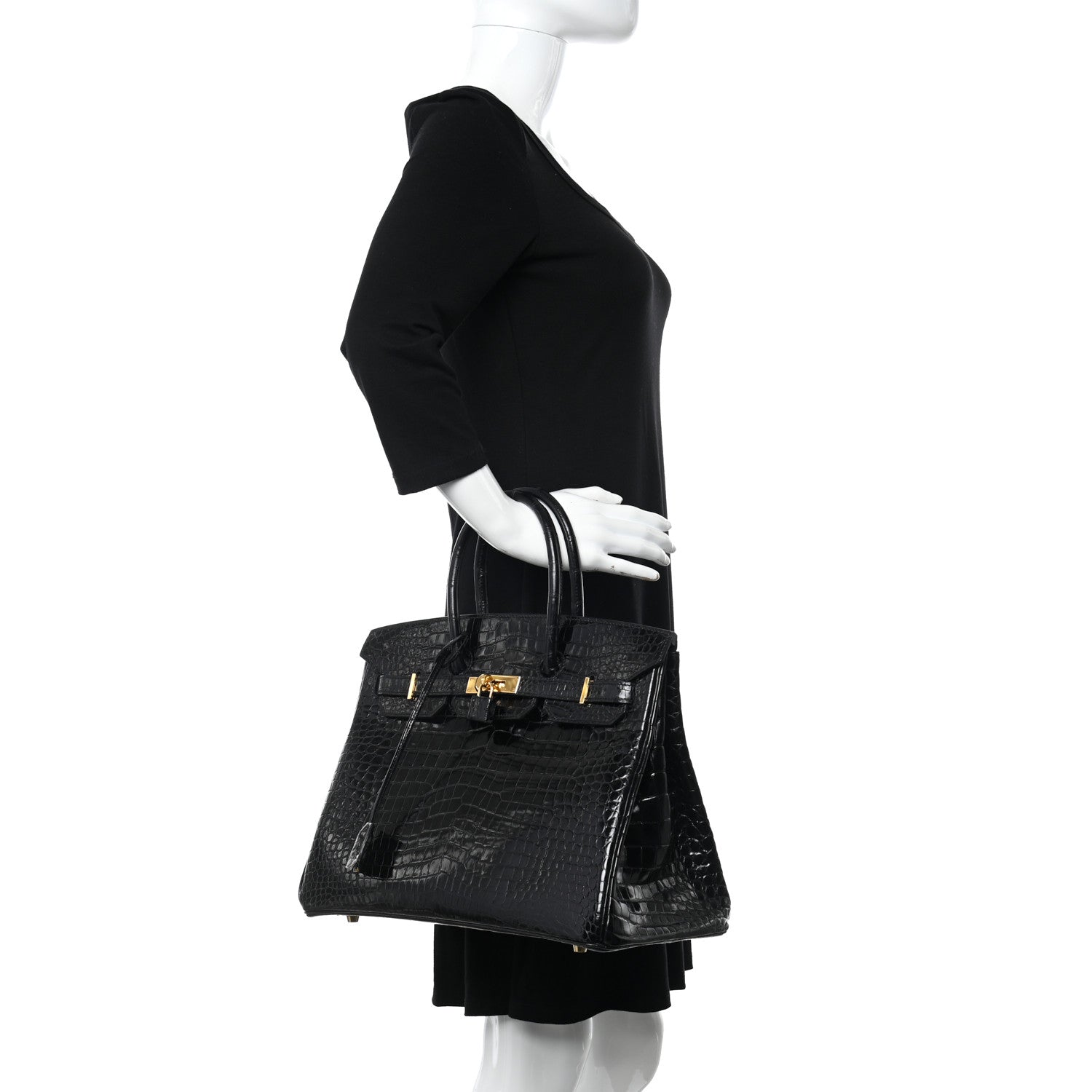 Hermes Shiny Porosus Crocodile Birkin 35 Black 2 of 11