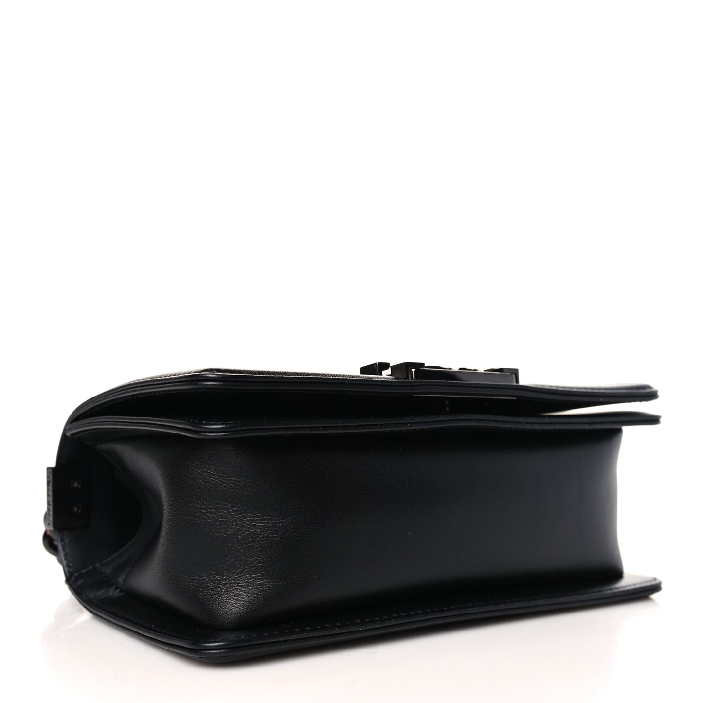 Calfskin Painted Chevron Embossed Small Boy Flap Black