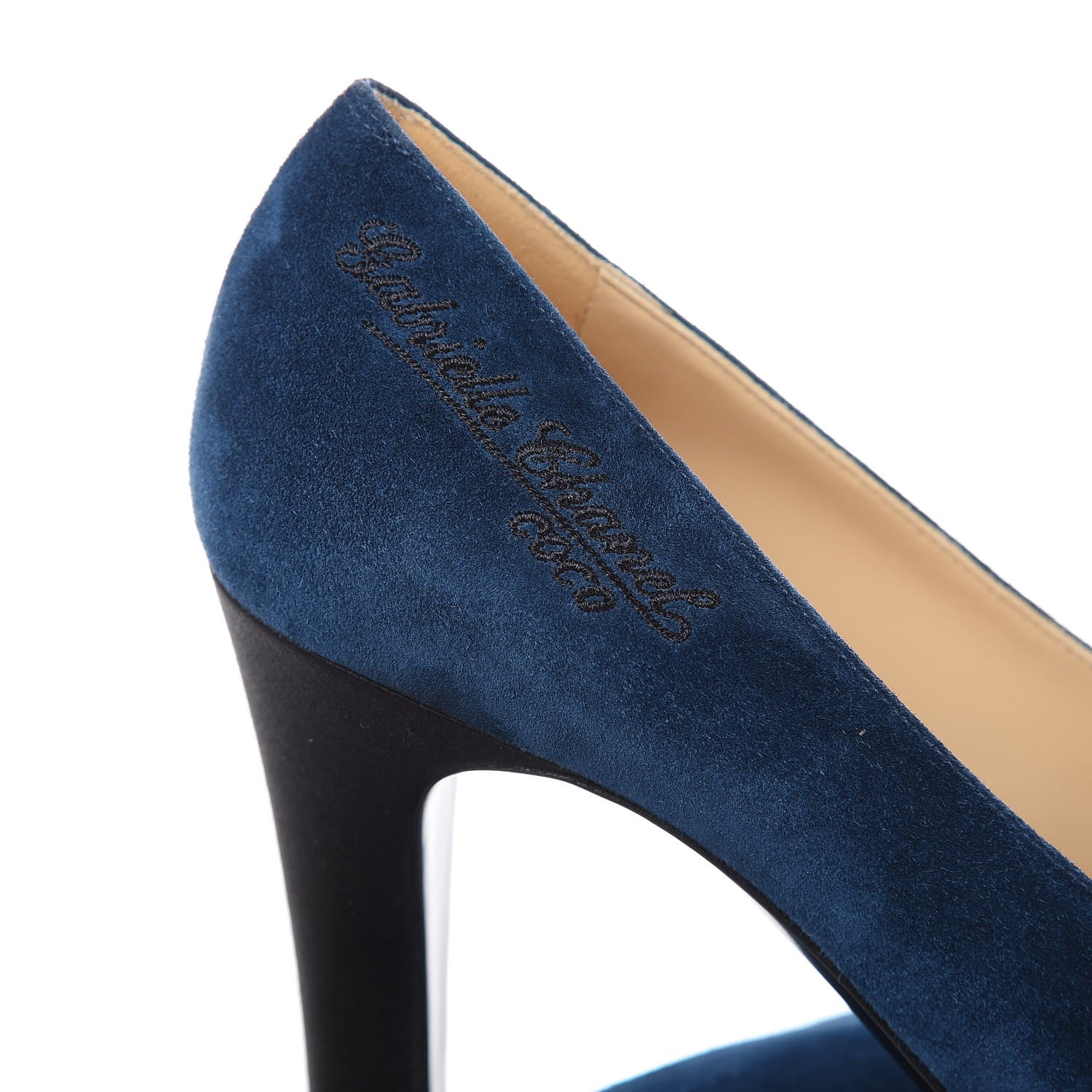 Chanel Suede Satin Cap Toe Gabrielle Pumps 37 Navy Black 9 of 10
