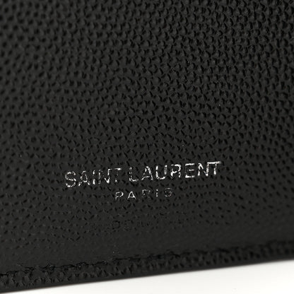 Saint Laurent Grain De Poudre Matelasse Chevron Monogram Zipped Two-Part Wallet Black 6 of 8