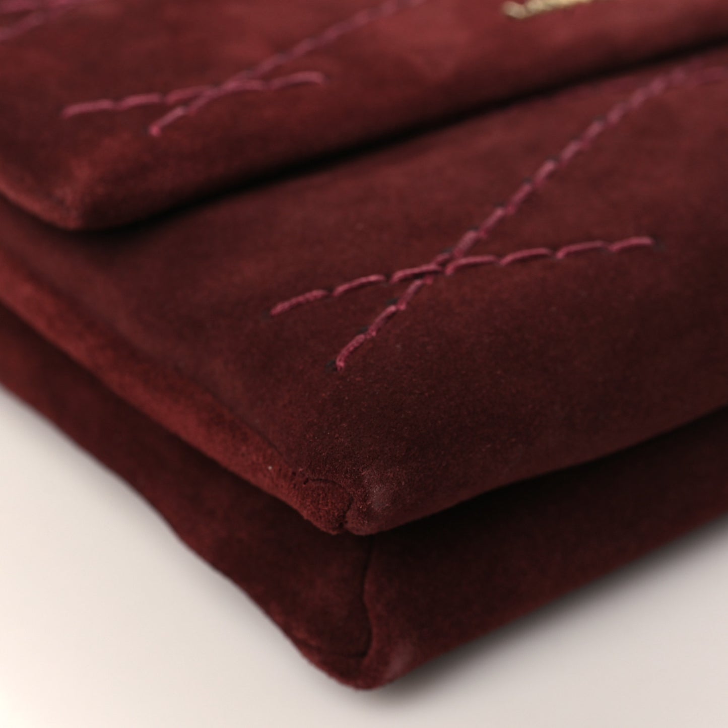 Suede Calfskin Mini Sugar Flap Shoulder Bag Burgundy
