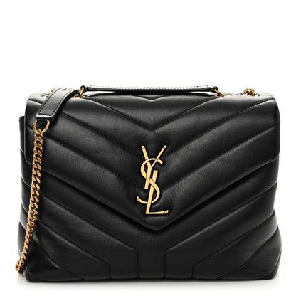 Saint Laurent Calfskin Y Quilted Monogram Small Loulou Chain Satchel Black 1 of 9
