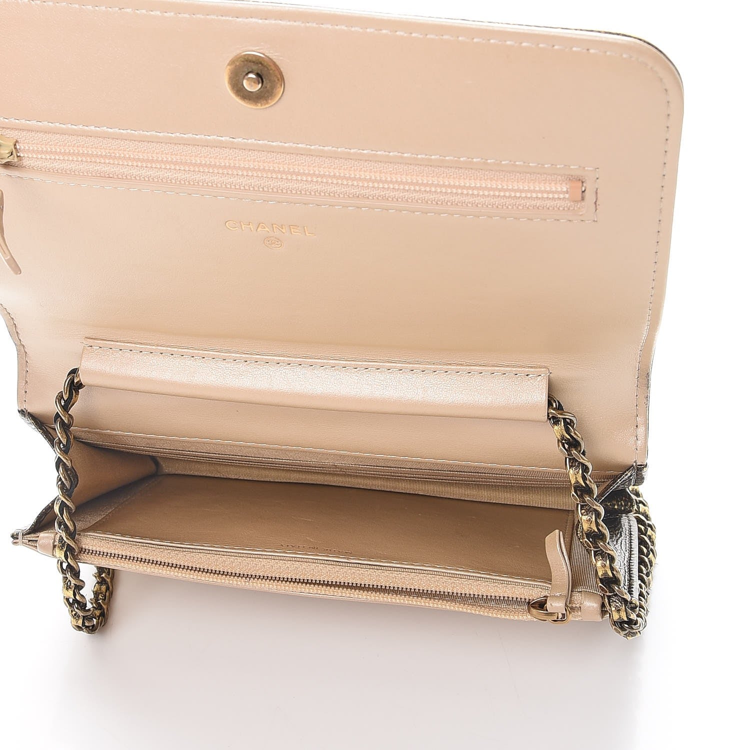 Chanel Metallic Calfskin Quilted Boy Wallet On Chain WOC Gold 5 of 12