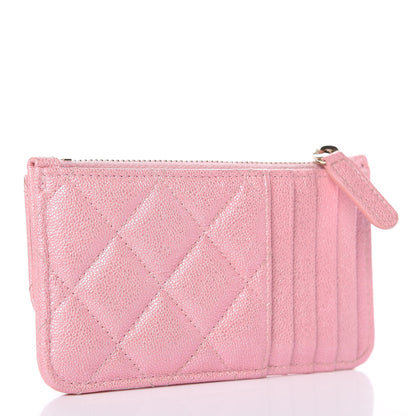 Chanel Iridescent Caviar Quilted Flap Zip Card Holder Pink 3 of 8