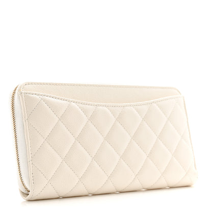 Chanel Caviar Quilted Large Gusset Zip Around Wallet White 3 of 11