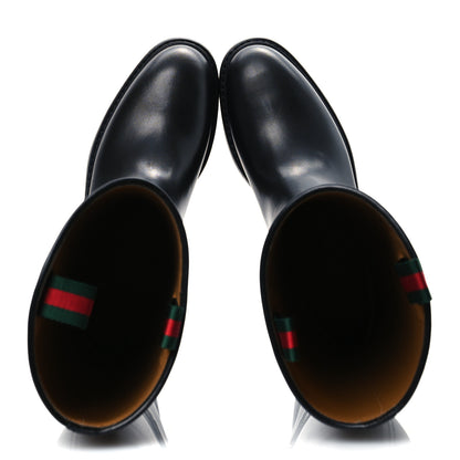 Gucci Shiny Calfskin Michelangelo Slim Horsebit Riding Boots 38 Black 2 of 11