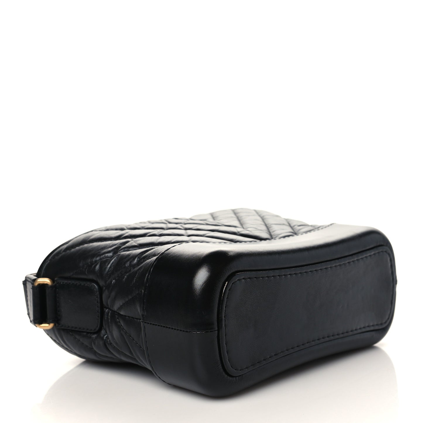 Aged Calfskin Chevron Quilted Small Gabrielle Hobo Black