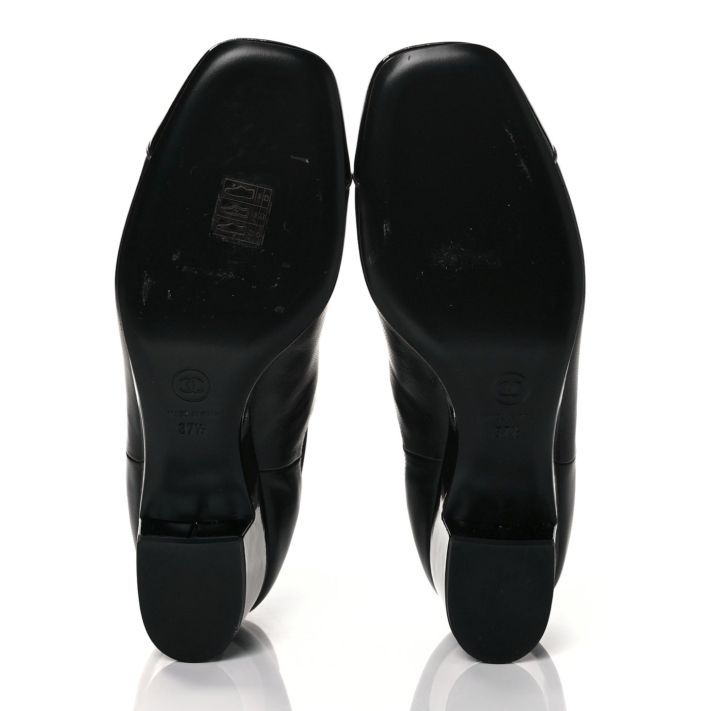 Lambskin Patent Cap Toe Short Ankle Boots 37.5 Black