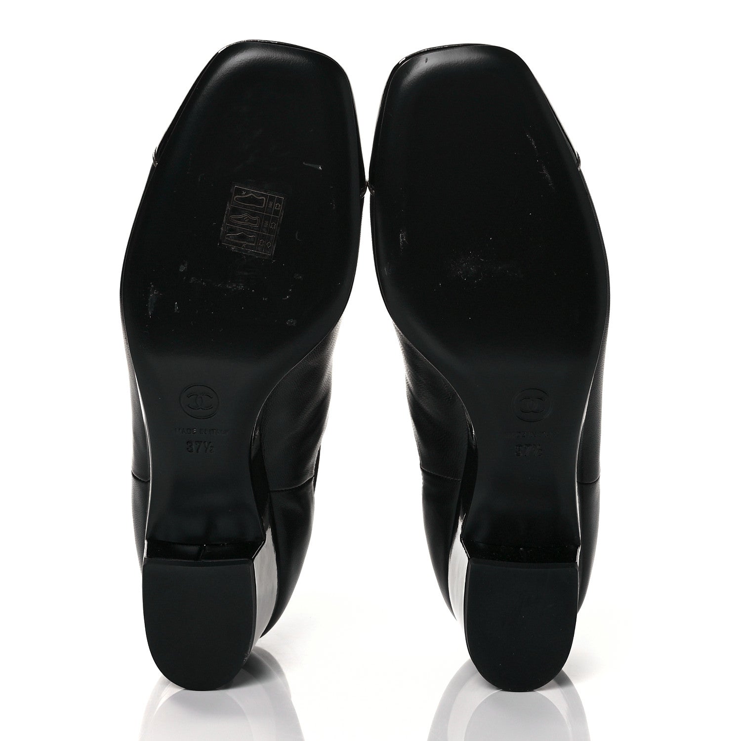 Chanel Lambskin Patent Cap Toe Short Ankle Boots 37.5 Black 5 of 8