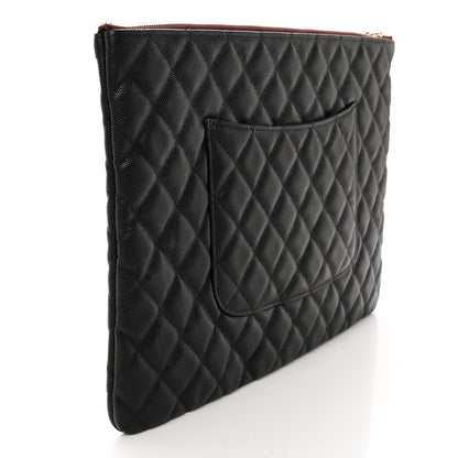Chanel Iridescent Caviar Quilted Large Cosmetic Case Black 3 of 8