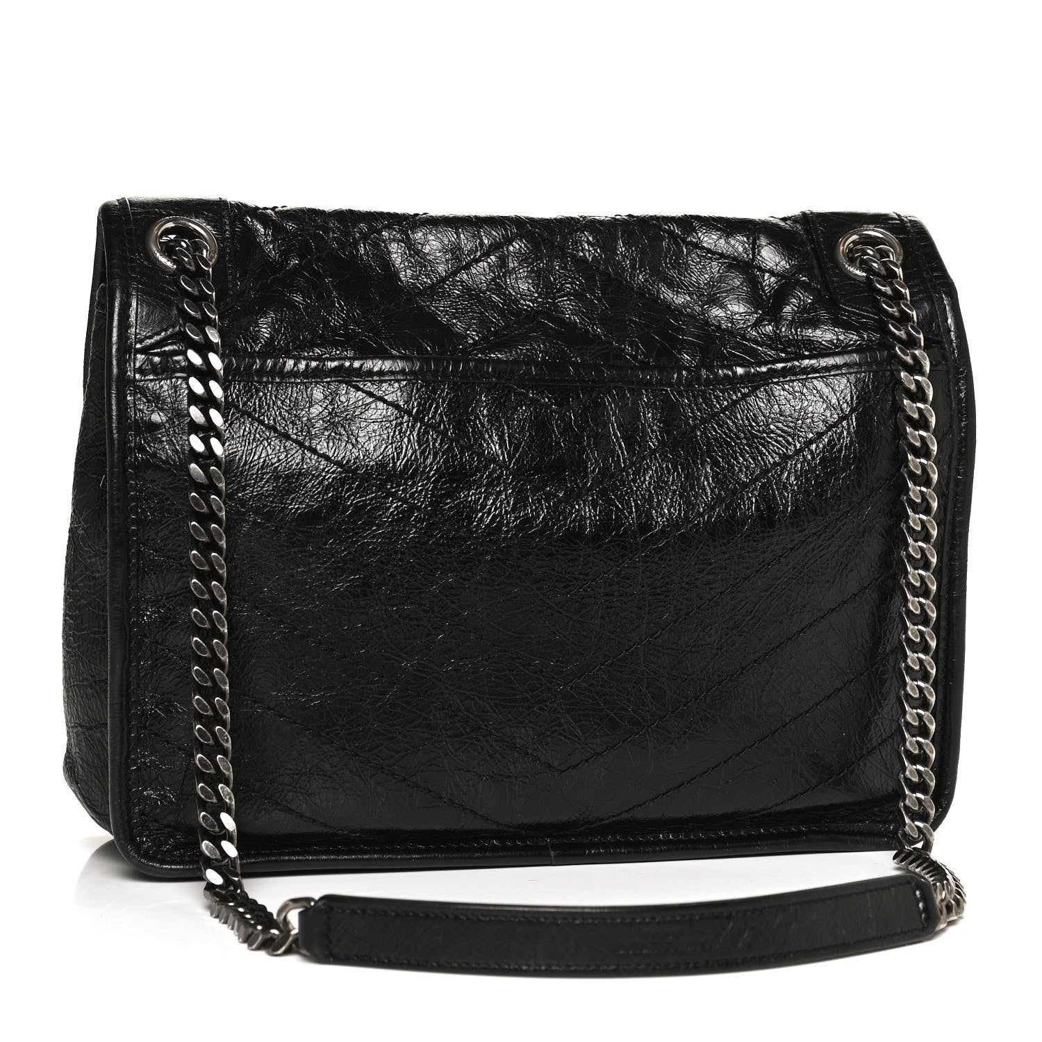 Saint Laurent Crinkled Calfskin Matelasse Monogram Medium Niki Chain Satchel Black 3 of 11