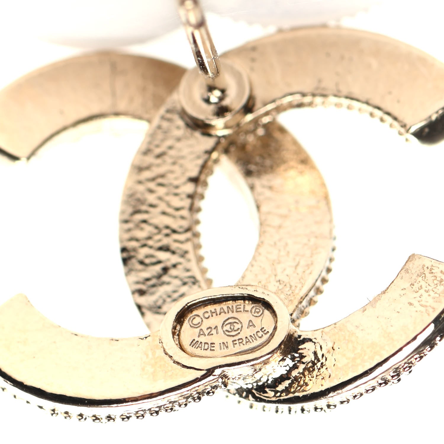 Chanel Crystal Pearl CC Earrings Gold 4 of 5