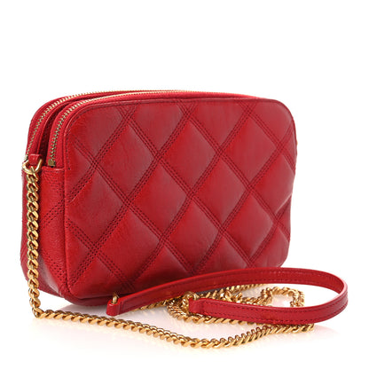 Saint Laurent Grained Lambskin Quilted Mini Becky Double Zip Bag Rouge Eros 3 of 11