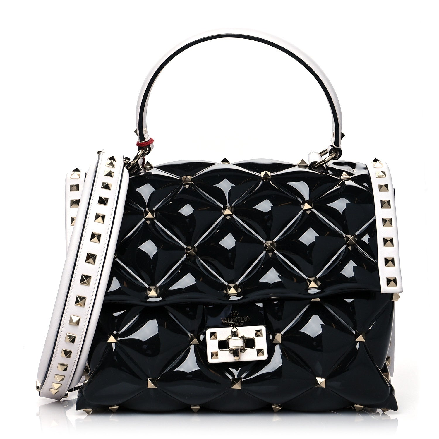 Valentino Garavani PVC Candystud Top Handle Bag Black White 1 of 9