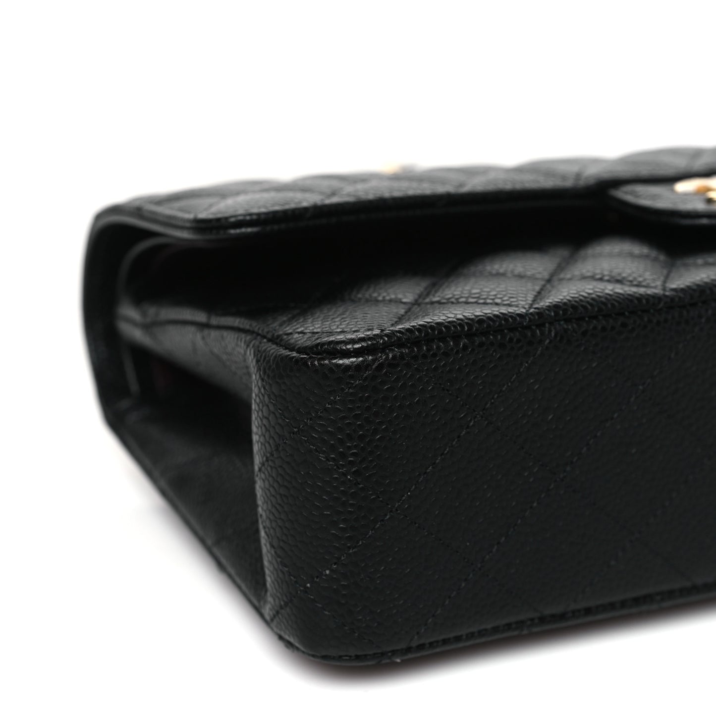 Caviar Quilted Medium Double Flap Black