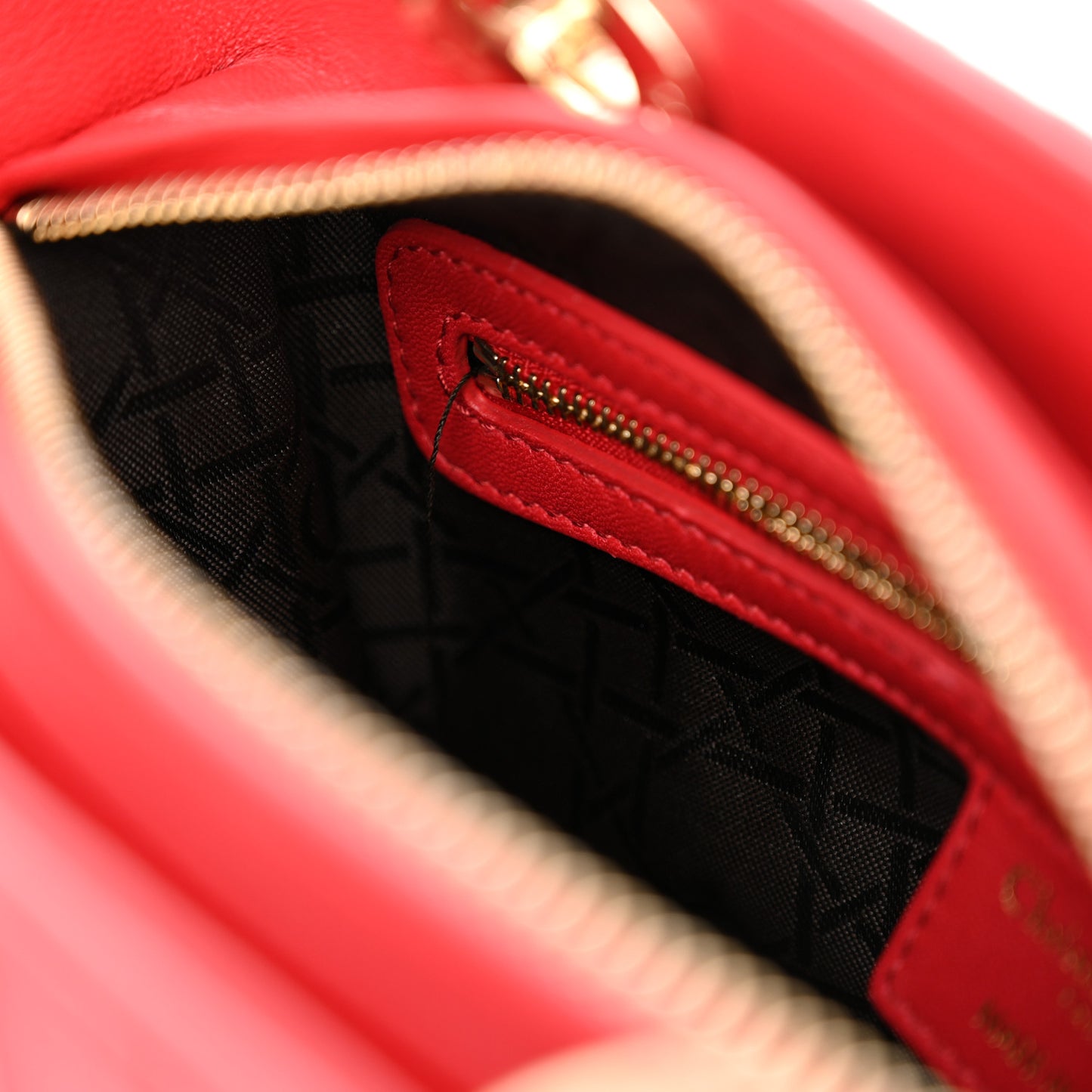 Lambskin Cannage Medium Lady Dior Red