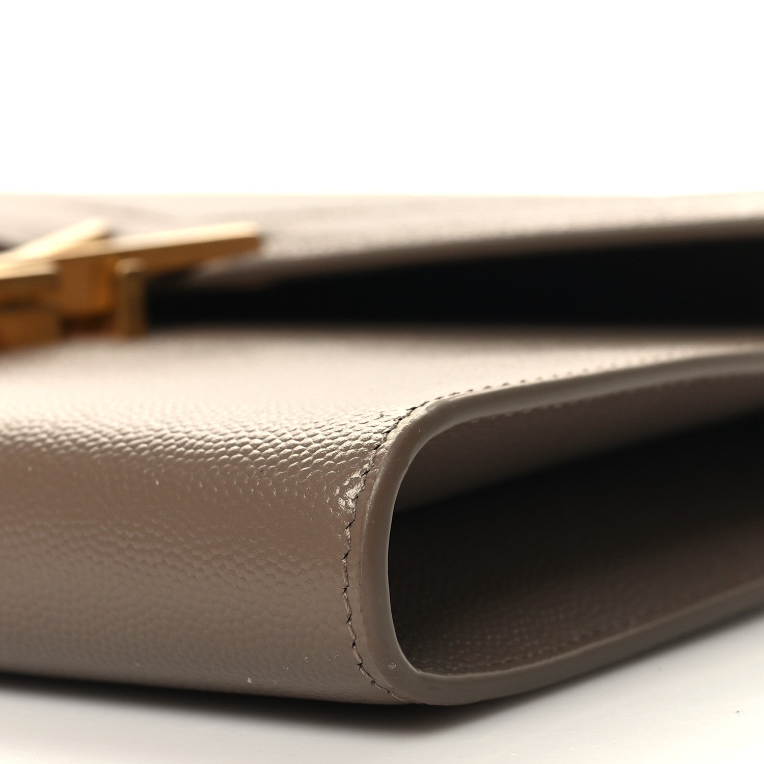 Saint Laurent Grain De Poudre Monogram Cassandra Chain Wallet Dark Beige 10 of 11
