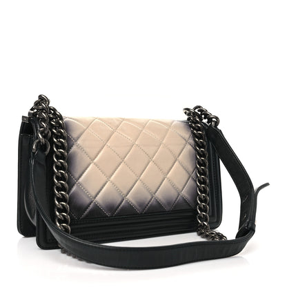 Chanel Calfskin Ombre Faded Quilted Medium Boy Flap Beige Black 3 of 10