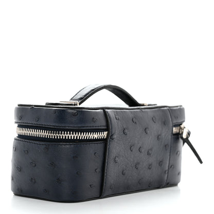Prada Ostrich Cosmetic Pouch Navy 3 of 9