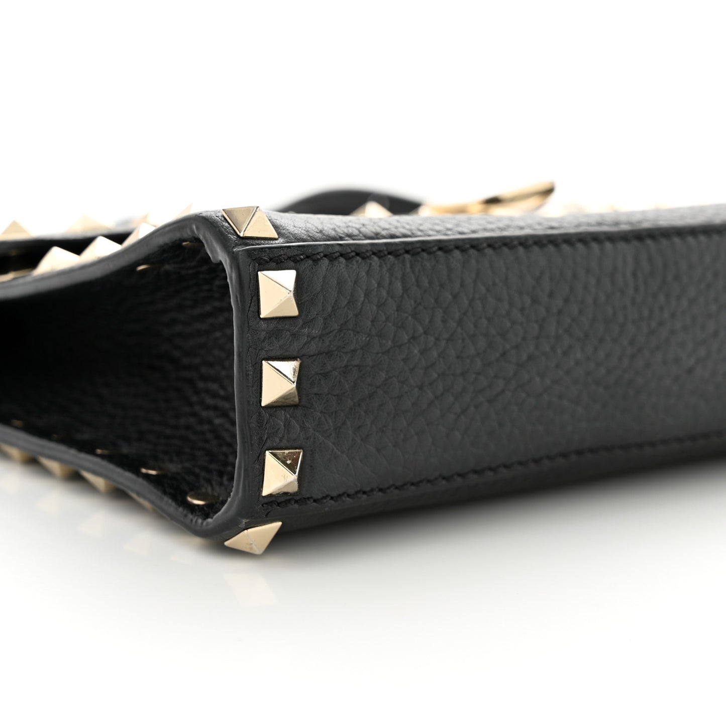 VALENTINO GARAVANI Pebbled Calfskin Medium Rockstud Flip Lock Crossbody Bag Black
