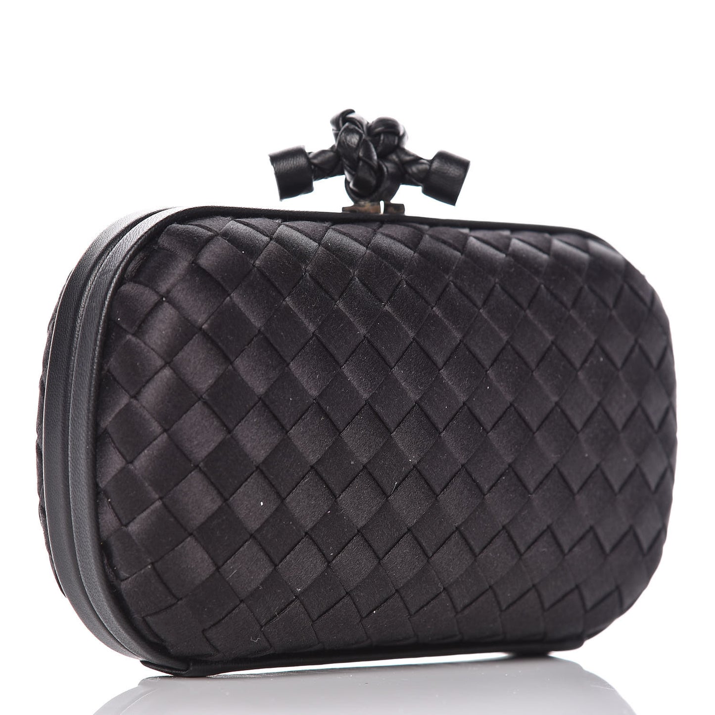 Satin Intreccio Impero Knot Clutch Black