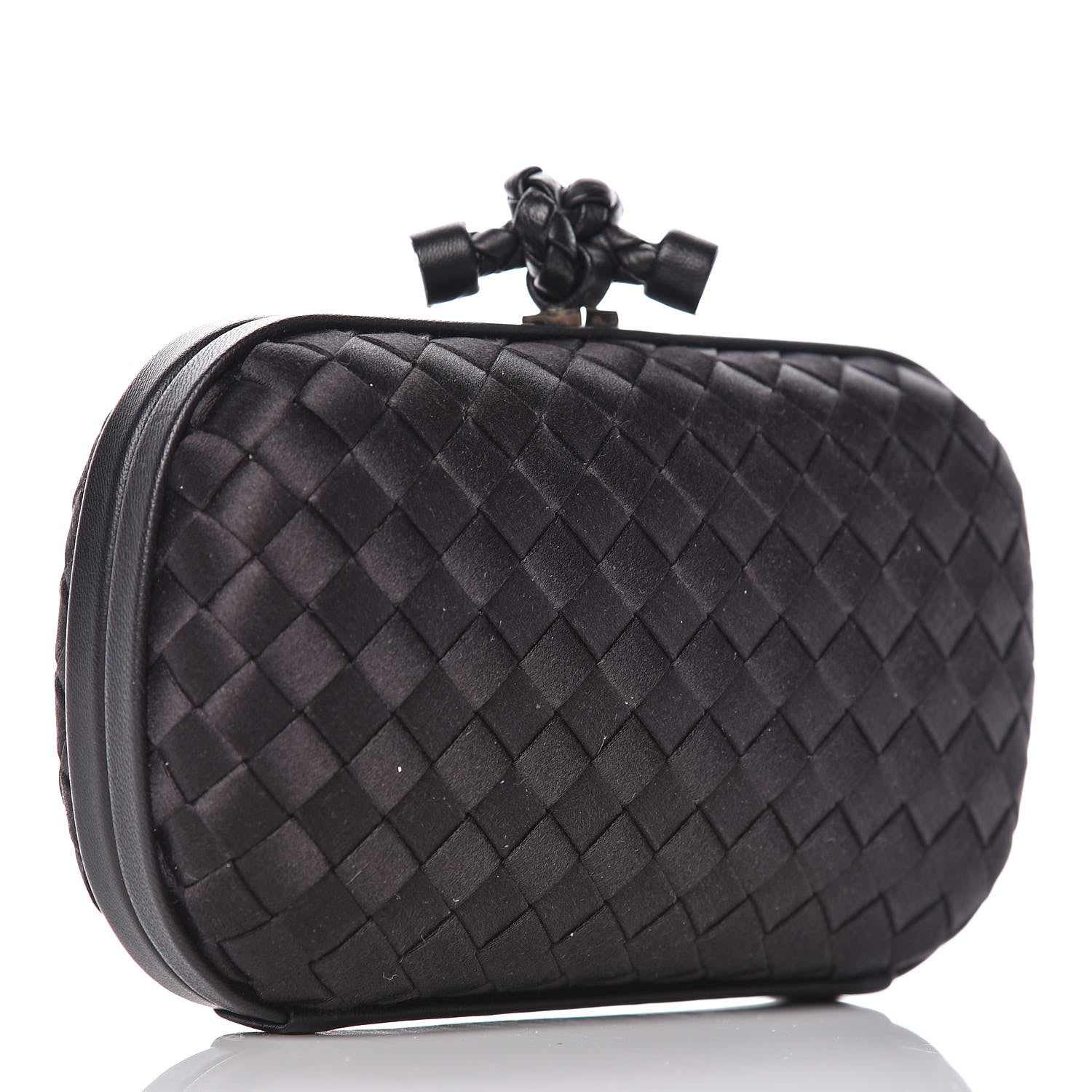 Bottega Veneta Satin Intreccio Impero Knot Clutch Black 3 of 8