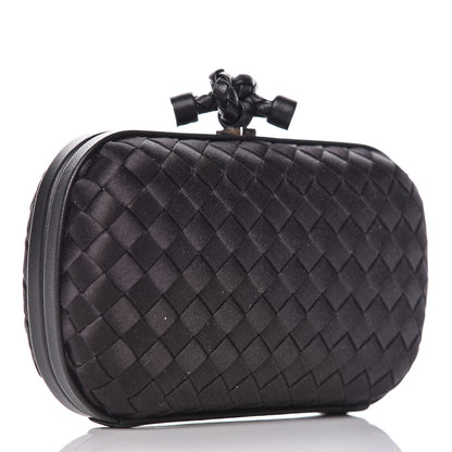Bottega Veneta Satin Intreccio Impero Knot Clutch Black 3 of 8