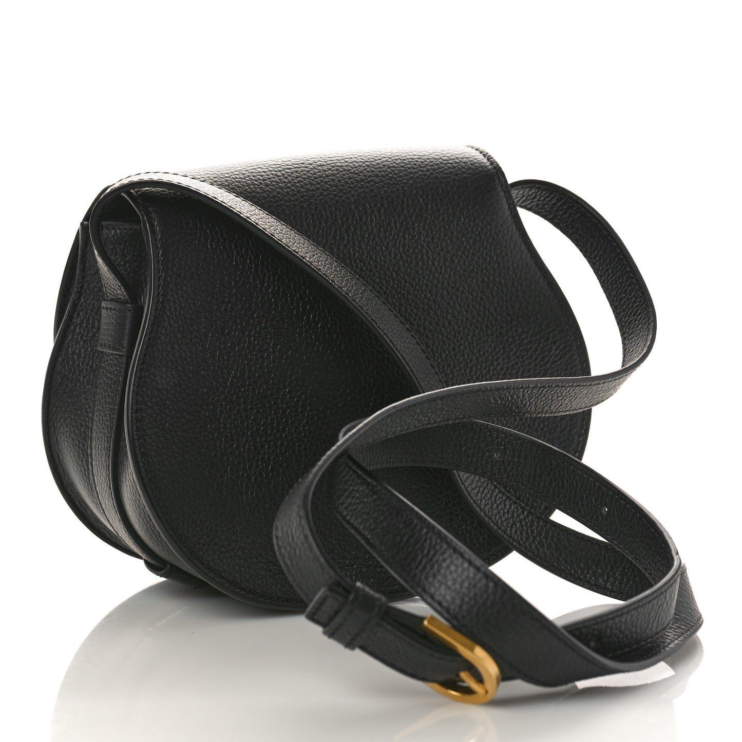 Grained Calfskin Small Marcie Saddle Bag Black