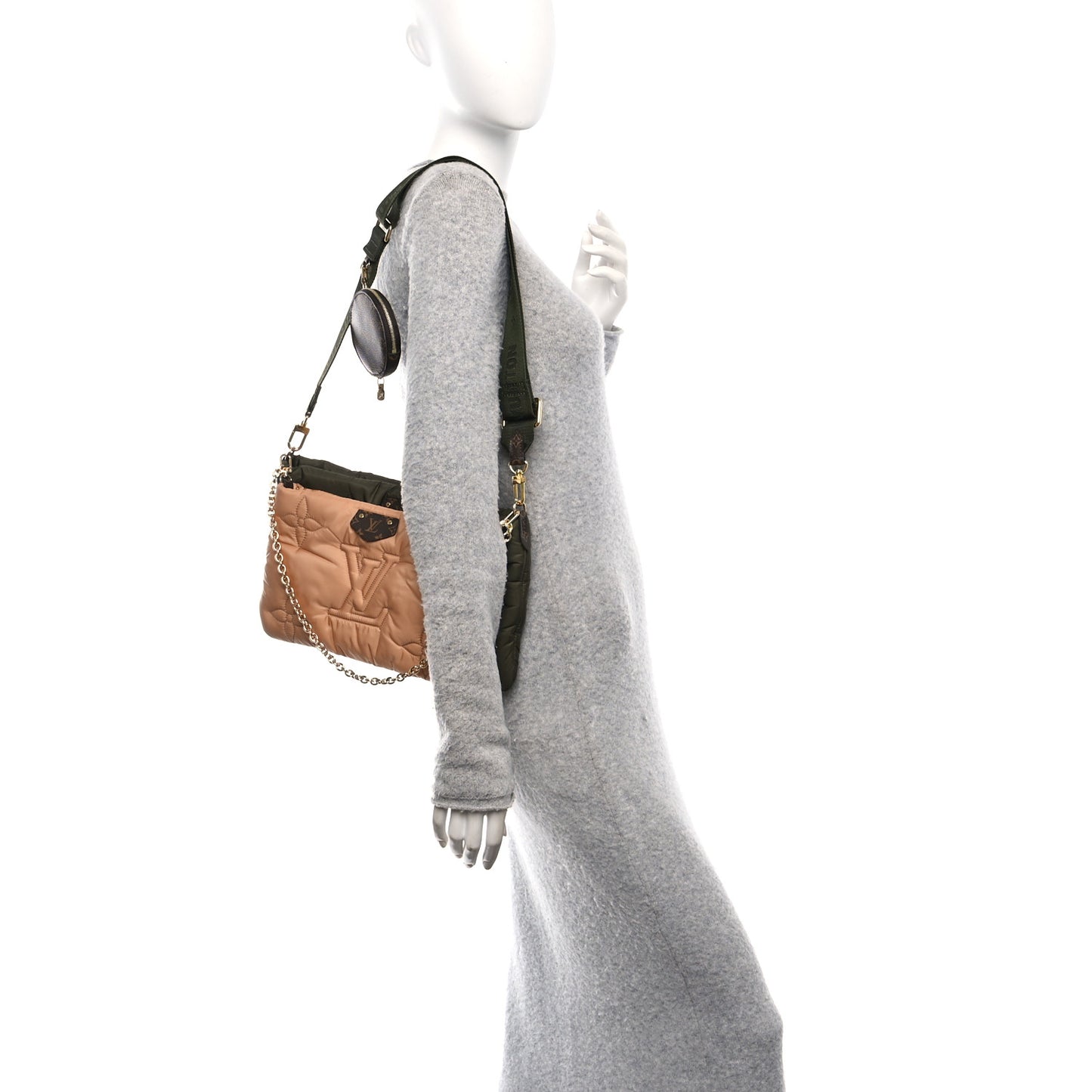Econyl Monogram Pillow Maxi Multi Pochette Accessories Kaki Beige