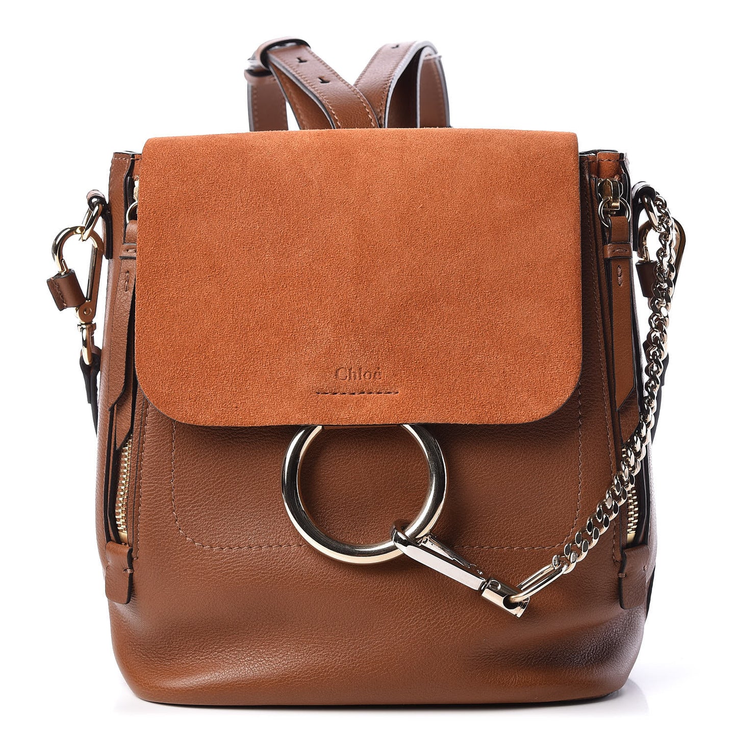 Suede Calfskin Small Faye Backpack Tobacco