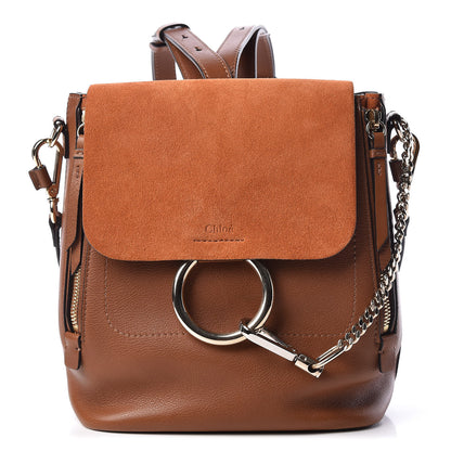 Chloe Suede Calfskin Small Faye Backpack Tobacco 1 of 9