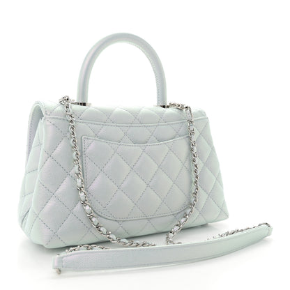 Chanel Iridescent Caviar Quilted Mini Coco Handle Flap Light Blue 3 of 11