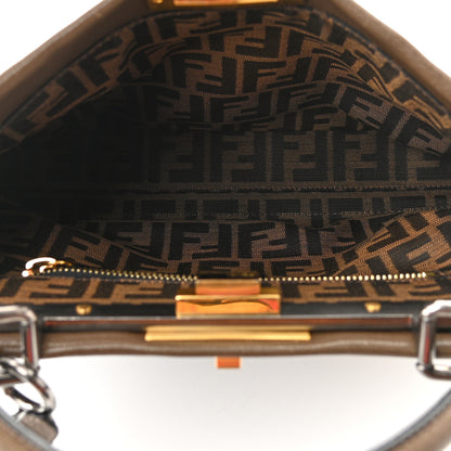 Fendi Goatskin Zucca Medium Peekaboo Iconic Satchel Taupe Tobacco Moro 4 of 9