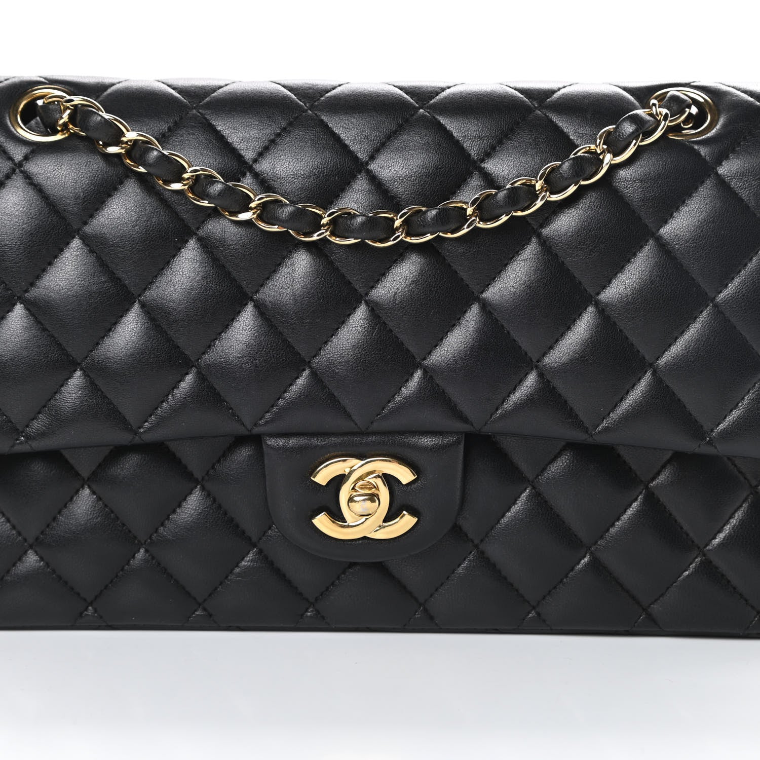 Chanel Lambskin Quilted Medium Double Flap Black 8 of 17