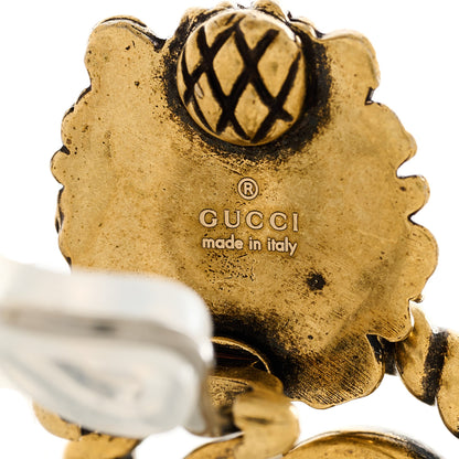 Gucci Metal Double G Lion Head Clip On Earrings Aged Gold 4 of 4