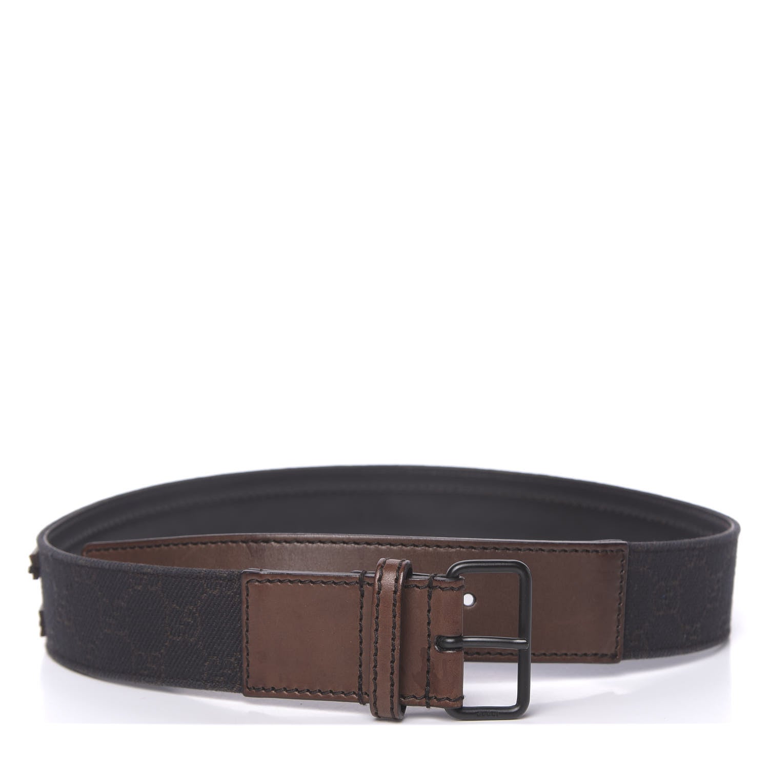 Gucci Calfskin Monogram Belt 80 32 Black Brown 1 of 6