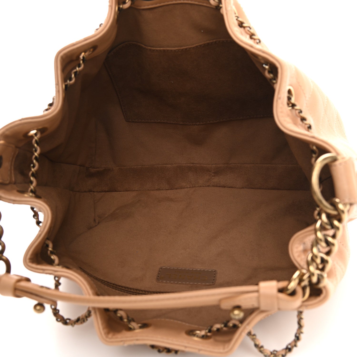 Chanel Calfskin Stitched Medium Drawstring CC Bag Beige 6 of 9