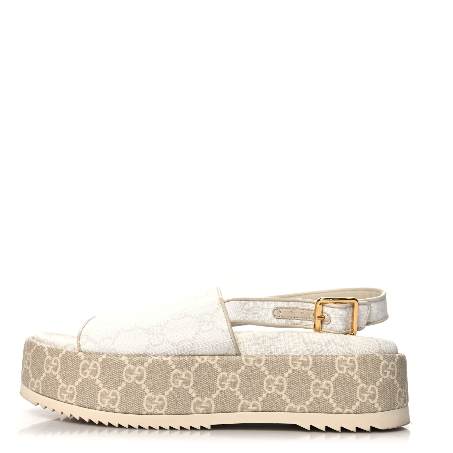 Gucci GG Supreme Monogram Granada Kid Angelina Platform 35mm Slingback Sandals 37.5 White Mystic White 1 of 9