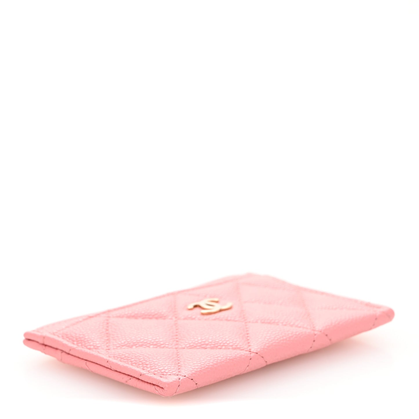 Caviar Quilted Card Holder Pink