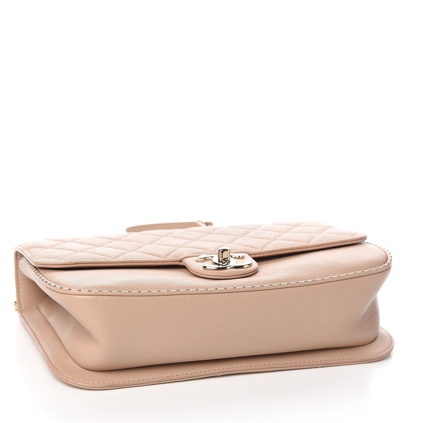 Caviar Quilted Large Studded Flap Beige