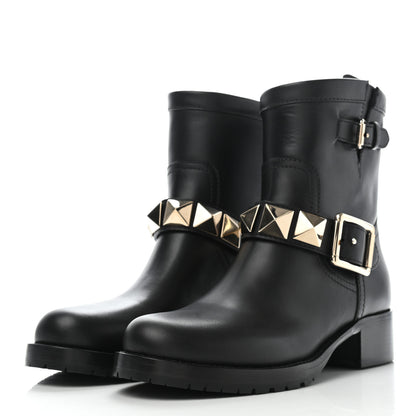 Valentino Garavani Calfskin Lock Studded 30mm Biker Boots 36.5 Black 3 of 10
