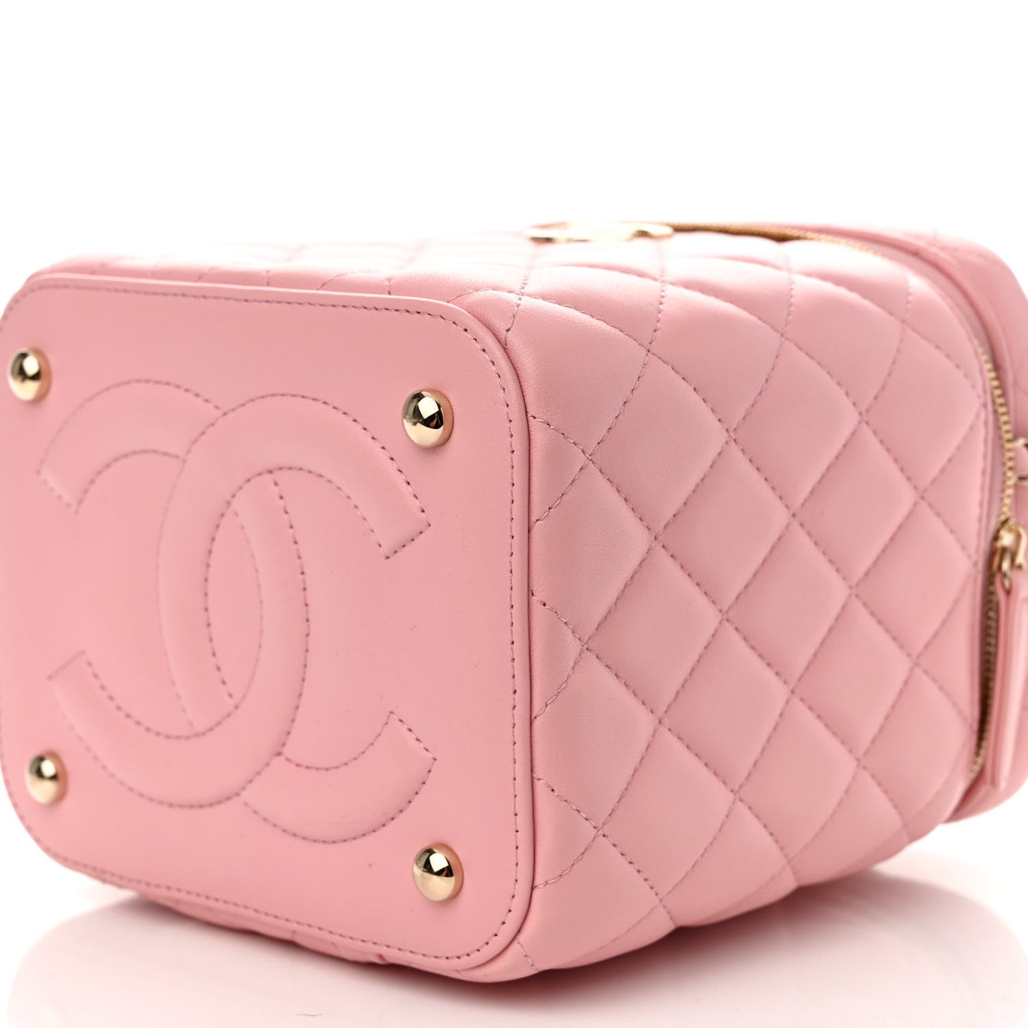 Chanel Lambskin Quilted Small Top Handle Vanity Case With Chain Pink 10 of 11