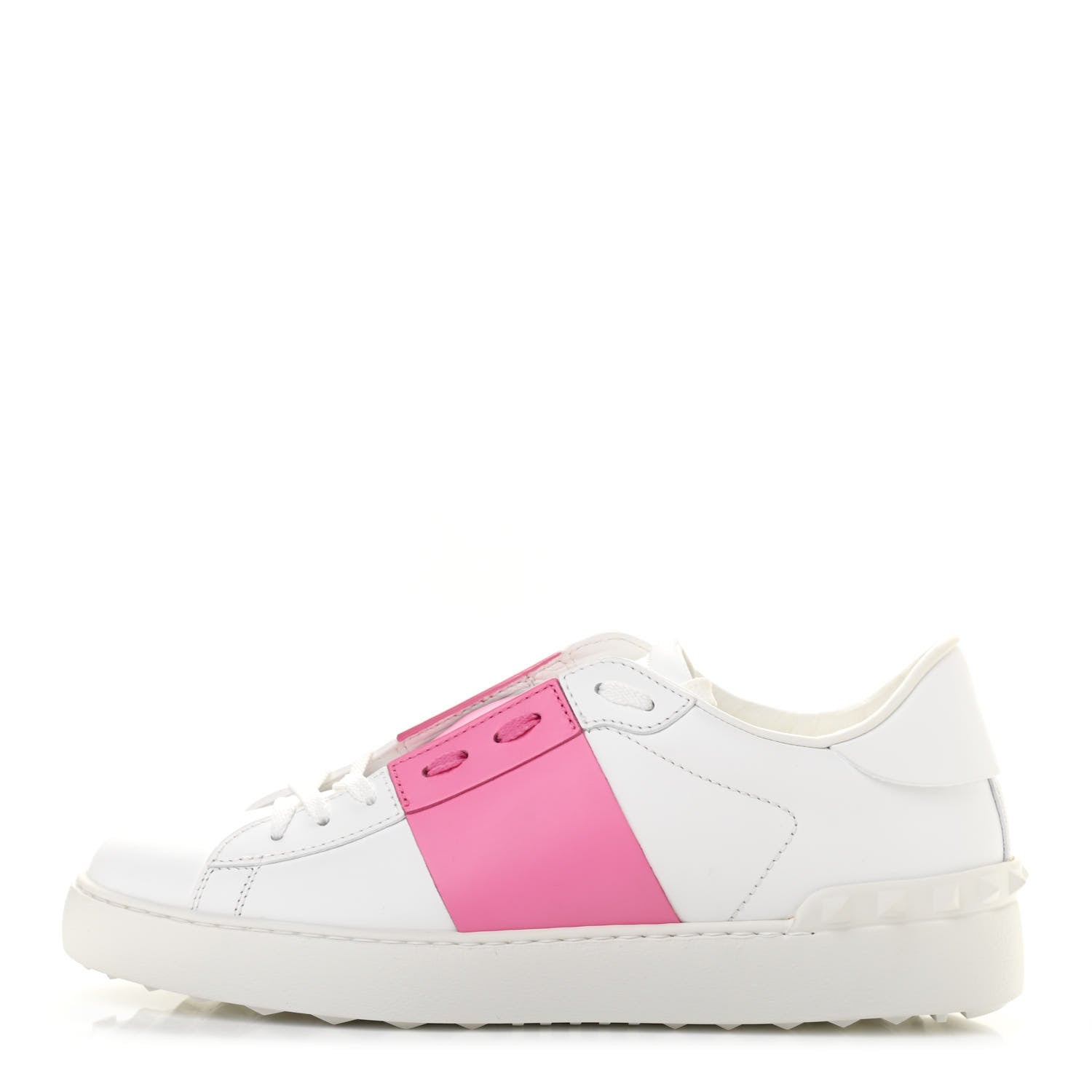 Valentino Garavani Calfskin Womens Rockstud Open Sneakers 40 White Pink 1 of 10